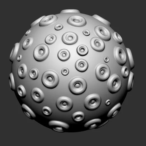 Blender 3D sculpting brush creating detailed sucker-like textures for creature and monster modeling.