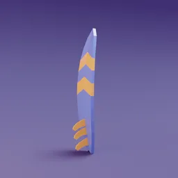 Vibrant low-poly surfboard 3D model for Blender, ideal for virtual gaming landscapes.