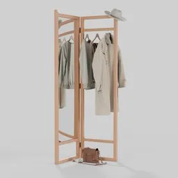 2 Side Garment Rack With Mirror