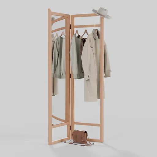 2 Side Garment Rack With Mirror