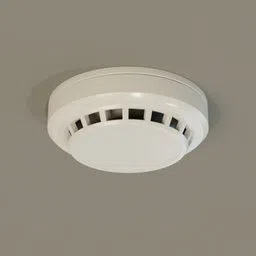 "Highly detailed Blender 3D render of a ceiling-mounted smoke detector for security-related visualizations"