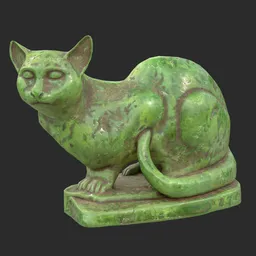 Sitting cat jade statue