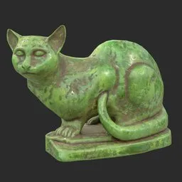 Sitting cat jade statue