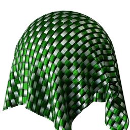 Woven green and white plastic PBR material texture for 3D modeling in Blender.