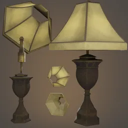 Detail-oriented lowpoly Blender 3D model of vintage-style table lamp for game and animation assets.