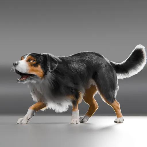 Dog Australian Shepherd Walking Cycle Animated