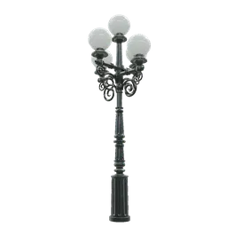 Detailed vintage street lamp 3D model with ornate design, ideal for Blender rendering, neutral background.
