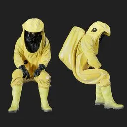 Hazmat Specialist Sitting Pose Yellow