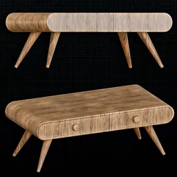 Retro Light Wood Coffee Table
