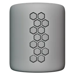 Blender 3D sculpting brush creating precise hexagonal detail on a model's surface.