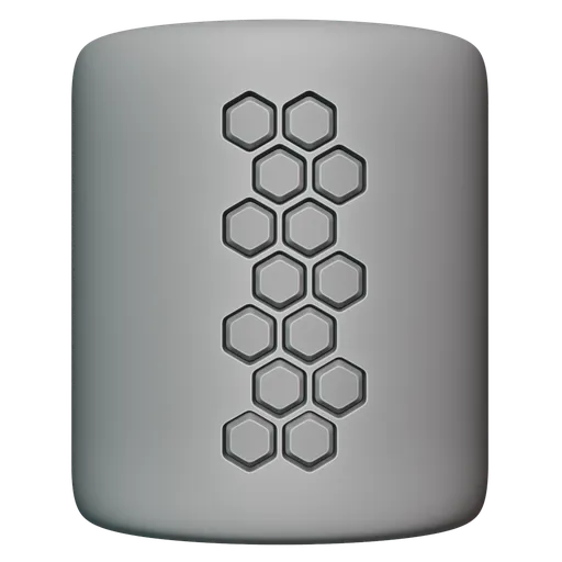 Blender 3D sculpting brush creating precise hexagonal detail on a model's surface.