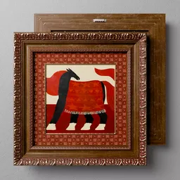 Picture Red Horse Folk Art Frame