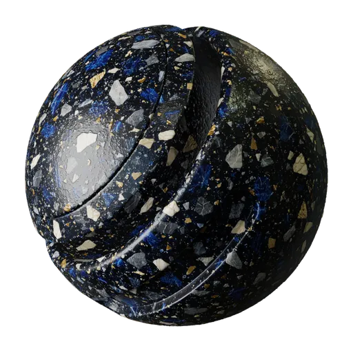 Sapphire Midnight Gold Terrazzo