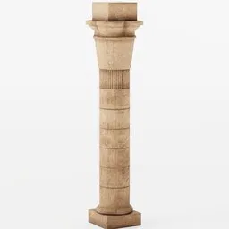 "Explore the beauty of Ancient Egyptian architecture with this 3D model of a ruined column inspired by the temple of Isis. Created using Blender 3D, this highly-detailed texture base design adds an artistic touch to your street scenes or historical recreations."