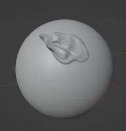 3D sculpting brush tip imprinting a dragon scale-like design on a digital model surface for Blender sculpting.