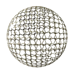 Highly detailed damaged rope net PBR texture with transparent background for realistic 3D maritime scenes.