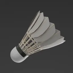 Detailed 3D model of a professional-grade badminton shuttlecock for Blender rendering.