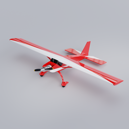 Highly detailed red and white electric RC plane 3D model, perfect for Blender rendering and animation.