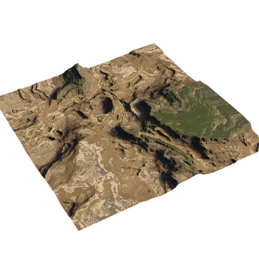 High-resolution 3D terrain model featuring detailed mountainous and dune topography with quality textures, ideal for Blender.