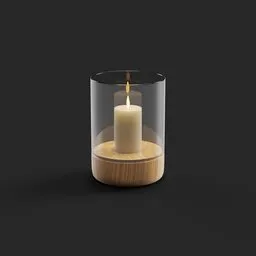 "Blender 3D model of a candle in glass, perfect for adding warmth to your scene. The simple design features a warm glow and 2D depth map, with iterations of 500. Trending on Dribbble, this model is ideal for creating an eerie, yet cozy atmosphere on a wood table."