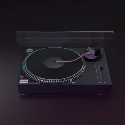 Detailed 3D model of a vinyl turntable, ideal for Blender 3D artists seeking high-quality audio equipment simulations.