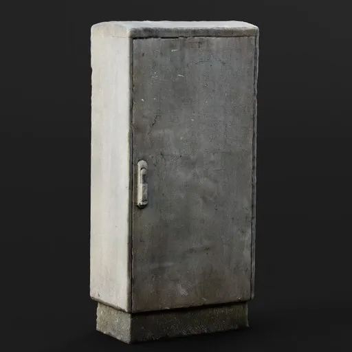 Highly detailed Blender 3D photoscanned utility box model suitable for urban 3D scenes.