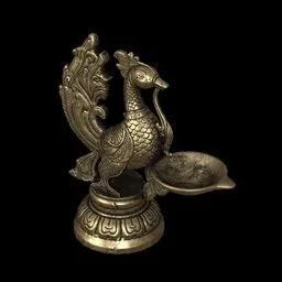 "Chinese Candlestick 3D model for Blender 3D - featuring intricate brass detailing, round base, and a stunning design. Perfect for adding a touch of elegance to your 3D scenes in agriculture, cultural, or RPG game settings."