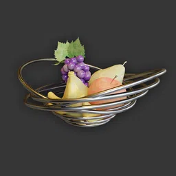Realistic 3D-rendered fruit bowl with mixed fruits, ideal for Blender 3D projects.