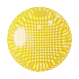 High-resolution PBR yellow plastic texture with dynamic white dots for 3D Blender materials.