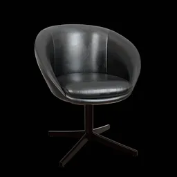 High-quality 3D model of a modern leather dining chair with a sleek black metal base, created in Blender.