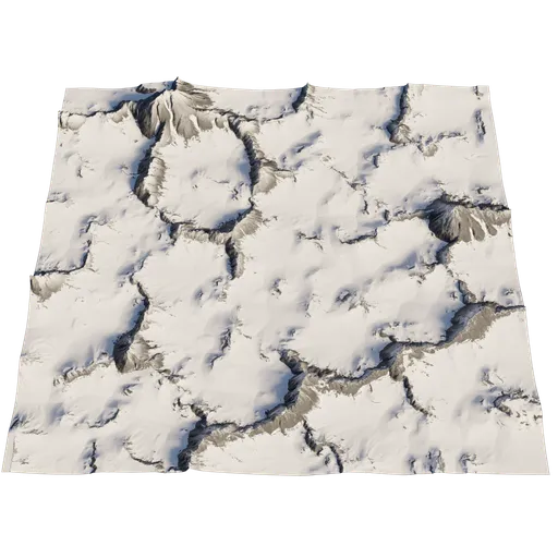 High-quality snowy terrain 3D model with detailed textures for Blender 3D projects.