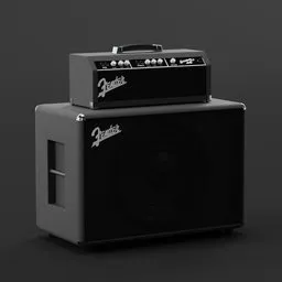 "Highly realistic Fender Bassman amp 3D model for Blender 3D - perfect for game assets, video animation, and other 3D projects. Two amps stacked on top of each other, inspired by J. Frederick Smith. Suitable for rockabilly style and studio settings."
