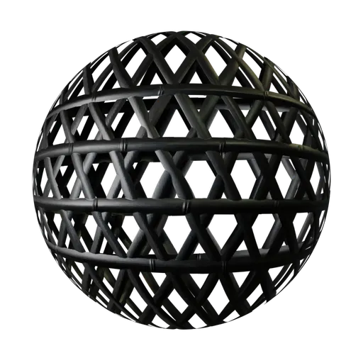 High-resolution black bamboo lattice texture for 3D models in Blender and other PBR-compliant applications.