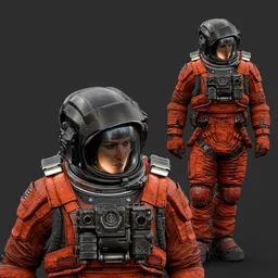 Astronaut Relax Pose Orange Suit