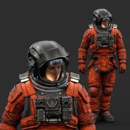 Astronaut Relax Pose Orange Suit