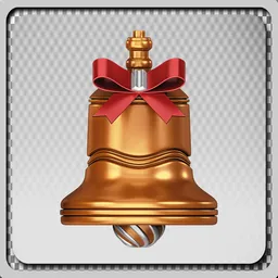 Christmas Bell Icon with Ribbon