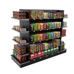 Realistic 3D model of a shelved product display, suitable for retail scene creation in Blender.