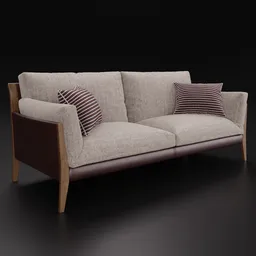 Detailed 3D render of a modern three-seater couch with customizable materials, compatible with Blender 4.0.