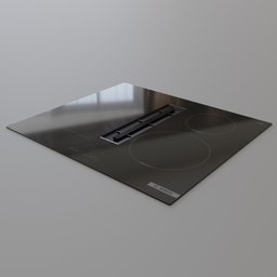 Detailed 3D model of an induction cooktop with ventilation, compatible with Blender, exact dimensions.