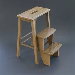 "Wooden small step with adjustable constraints for Blender 3D modeling software. This versatile 3D model, inspired by Vija Celmins and Wenzel Lorenz Reiner, features a wooden step stool with a unique design. Ideal for educational supplies, trending on ArtStation, and suitable for beachwood treehouse projects, this 3D model offers 50 adjustable steps and is compatible with popular rendering engines like Mentalray and Unreal Engine 4."
