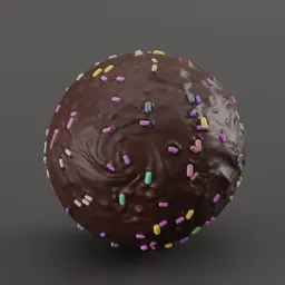 "Indulge in the hyper-realistic Chocolate Ball 3D model, perfect for food enthusiasts and rendering in Blender 3D. Featuring 2k textures and a chocolate-covered doughnut with sprinkles and icing, this model is a treat for the eyes. Ideal for rendering realistic, procedural, and disco-themed projects."