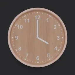 Detailed 3D wooden wall clock model, perfect for interior design renders in Blender.