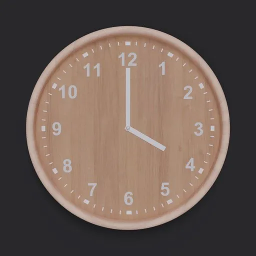 Detailed 3D wooden wall clock model, perfect for interior design renders in Blender.