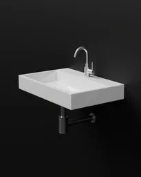 Detailed square mini hand basin 3D render for Blender architects and designers