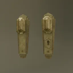 Detailed 3D brass door knob model with lock, channel-packed 2k textures, optimized for Blender rendering.