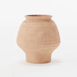 Detailed 3D model of a textured terracotta pot with a handcrafted spiral pattern, compatible with Blender.