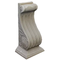 Detailed ornate 3D pillar cornice model with sculpted features for architectural visualization in Blender.