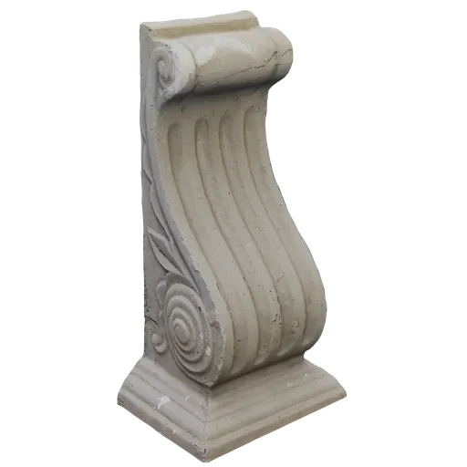 Detailed ornate 3D pillar cornice model with sculpted features for architectural visualization in Blender.