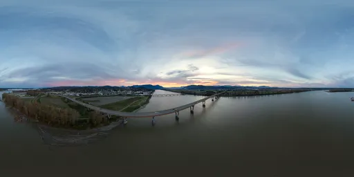 Aerial Sunrise Sky Bridge River