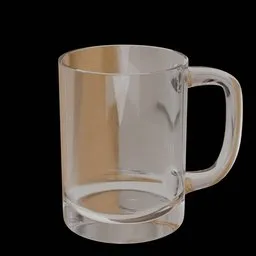 Realistic 3D model of a transparent glass mug for Blender rendering, ideal for interior visualization.